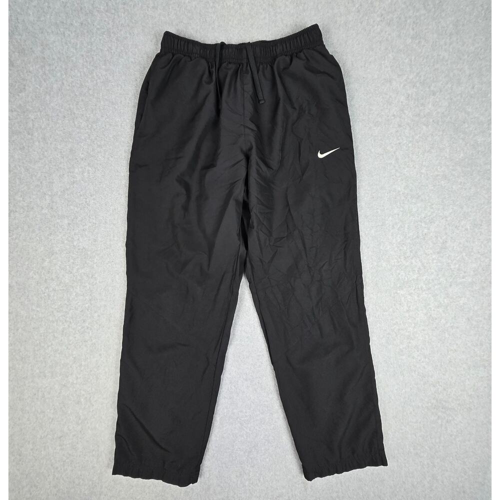 Nike Mens Large Black Track Pants Elastic Waist Drawstring Zippered at Ankle